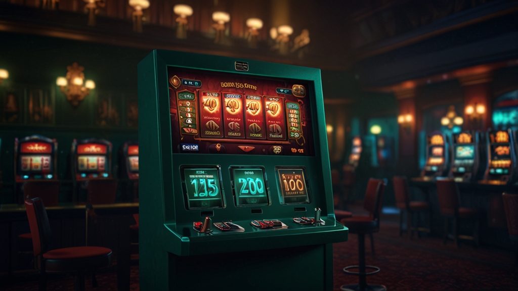 Bonusanzeige mit Chips und grünem Lichteffekt im Casino